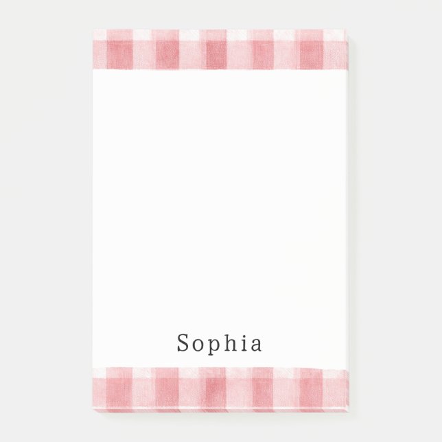Bloco De Notas Soft Girly Pink White Plaid Stripes   (Frente)
