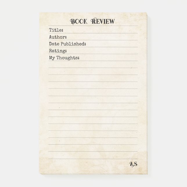 Bloco De Notas Soft Neutral Yellow Simple Monogram Book Review  (Frente)