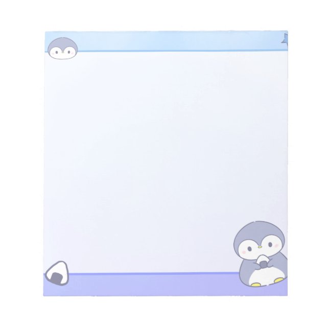 Bloco De Notas Soft Penguin Notepad | Cute Pastel Memo Pad (Frente)