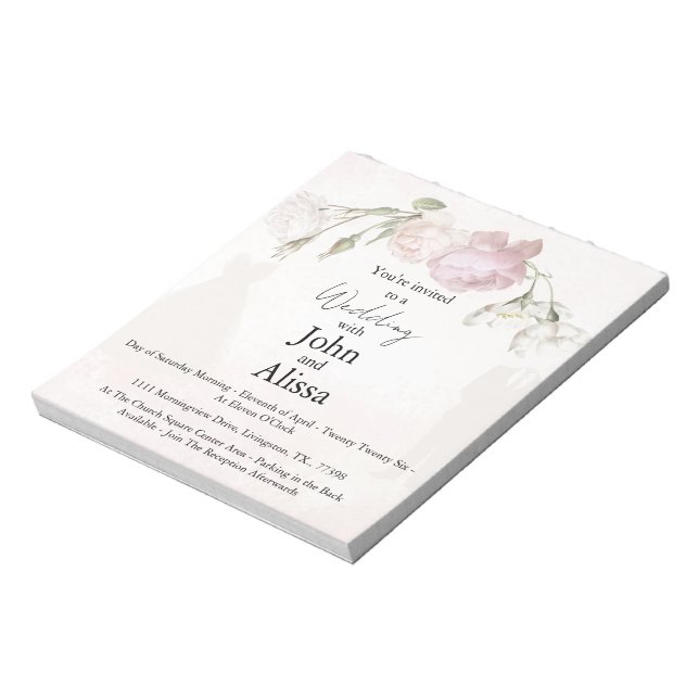 Bloco De Notas Soft Pink Roses & Bride and Groom Collection (Invertido)