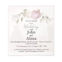 Soft Pink Roses & Bride and Groom Collection Notep