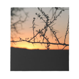 Bloco De Notas Sol africano com silhueta espinhal de acácia