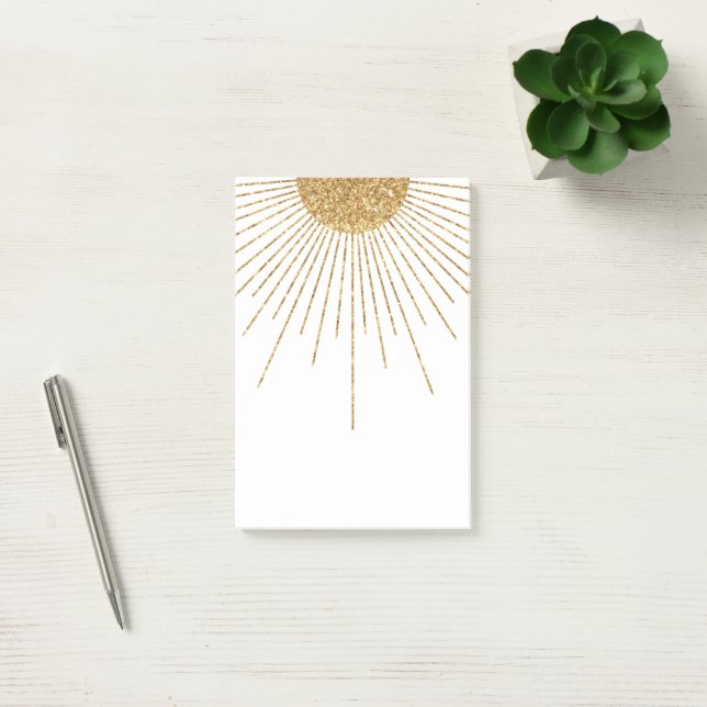 Bloco De Notas Sol Brilhante de Ouro Branco Moderno (Escritótio)