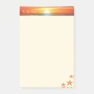 Bloco De Notas Sol, caligrafia e estrelas marinhas sobre marfim