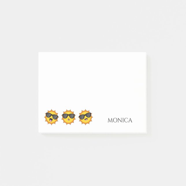 Bloco De Notas Sol com óculos Sunitas Feliz Emoji Rostos Personal (Frente)