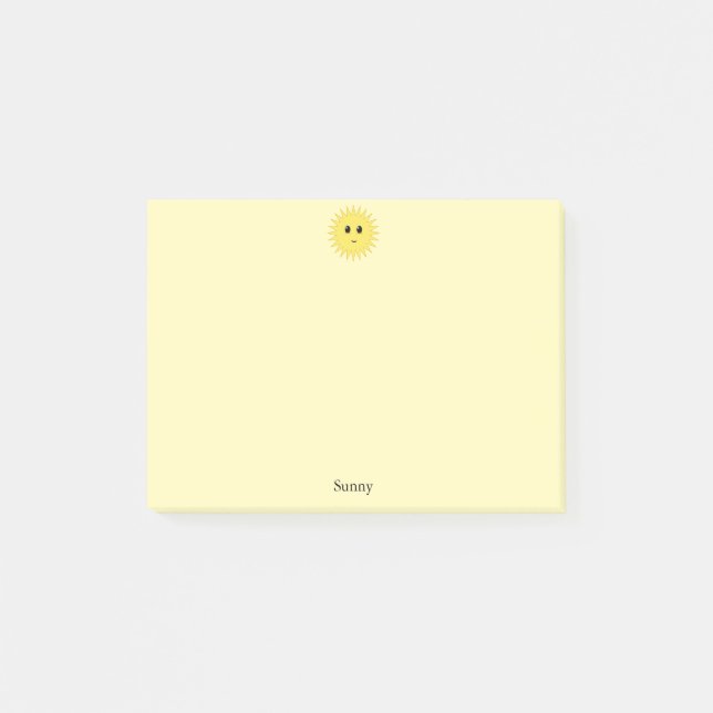 Bloco De Notas Sol Cute Feliz em Fundo Amarelo (Frente)