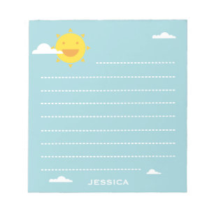 Bloco De Notas Sol feliz e nuvens lindas personalizadas