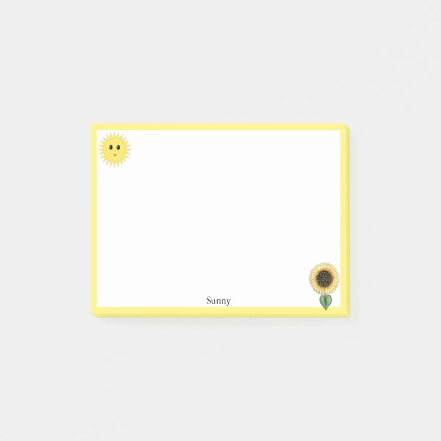Bloco De Notas Sol Feliz, Girassol e Quadro Amarelo (Frente)