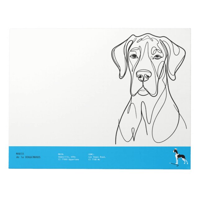 Bloco De Notas Sophisticated Great Dane on Pink (Frente)