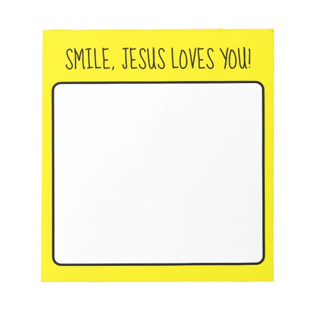 Bloco De Notas Sorria, Jesus Te Ama Amarelo Feliz Sol (Frente)