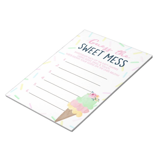 Bloco De Notas Sorvete Adivinha A Doce Resposta Do Jogo Mess (Inclinado)