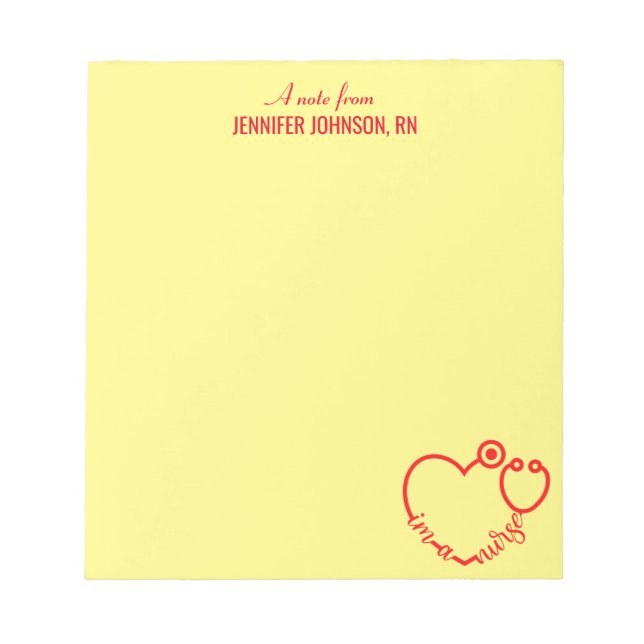 Bloco De Notas Sou um enfermeiro Stethoscope Personalizado Nome E (Frente)