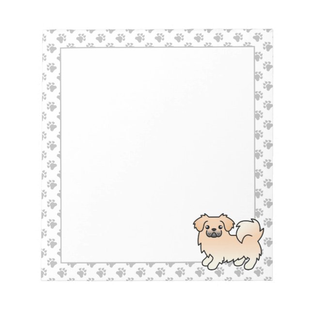 Bloco De Notas Spaniel Tibetano Creme Cachorro Cartoon Fofo (Frente)