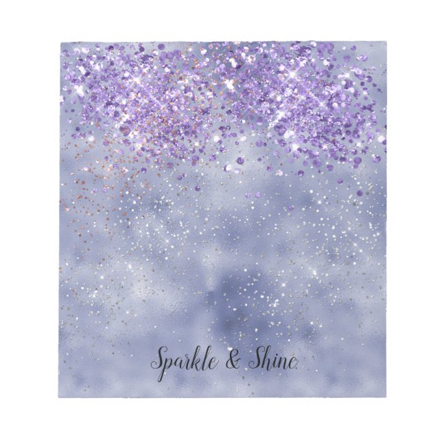 Bloco De Notas Sparkle Dourado Roxo (Frente)