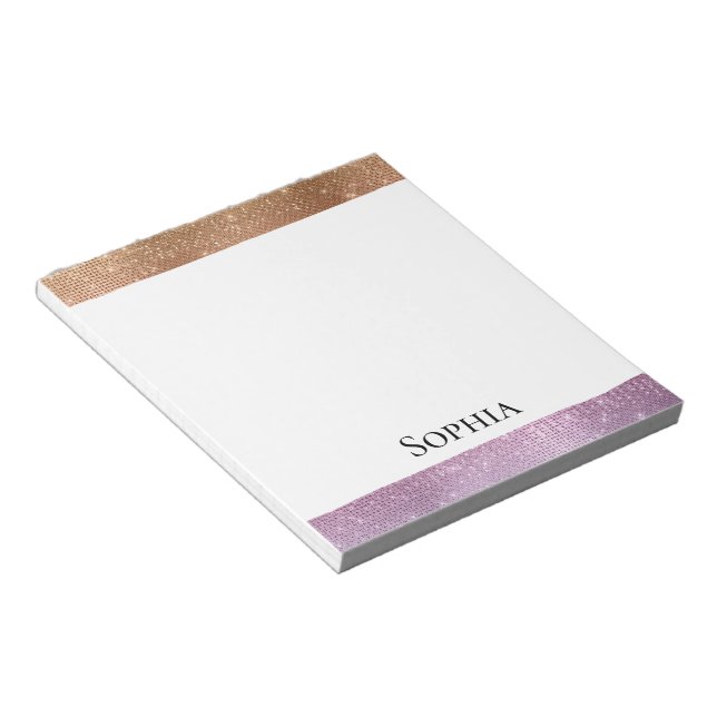 Bloco De Notas Sparkle roxo, cor-de-rosa, rosa Dourado (Inclinado)