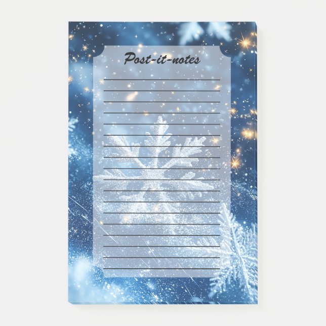 Bloco De Notas Sparkling Glitter Snowflakes Winter Christmas (Frente)
