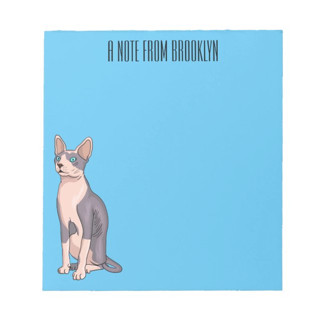 Bloco De Notas Sphynx cat cartoon illustration (Frente)