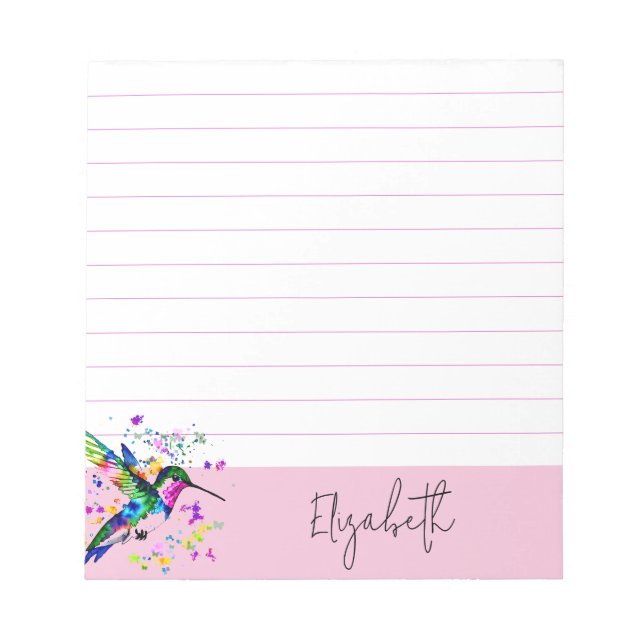 Bloco De Notas Splatter do Hummingbird personalizado (Frente)