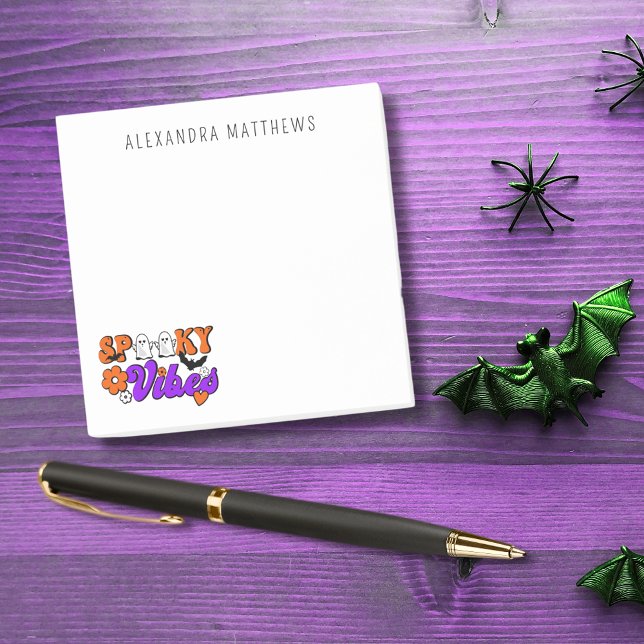 Bloco De Notas Spooky Vibes Ghosts (Spread spooky vibes with these cute retro inspired sticky notes. )