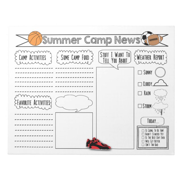 Bloco De Notas Sports Summer Camp News (Frente)