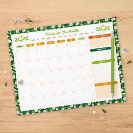 Bloco De Notas Spring Daisies & Vine Monthly Sunday Start Planner