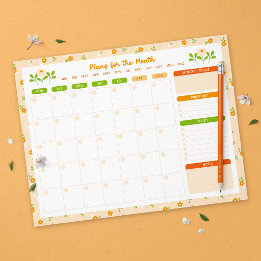 Bloco De Notas Spring Floral Bouquet Monthly Monday Start Planner