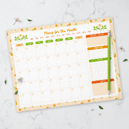 Bloco De Notas Spring Floral Bouquet Monthly Sunday Start Planner