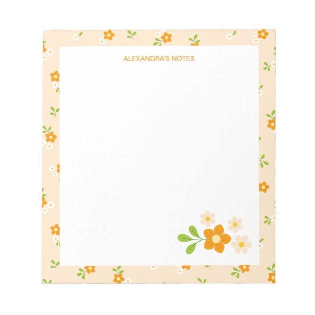 Bloco De Notas Spring Floral Bouquets Personalised Dotted (Frente)