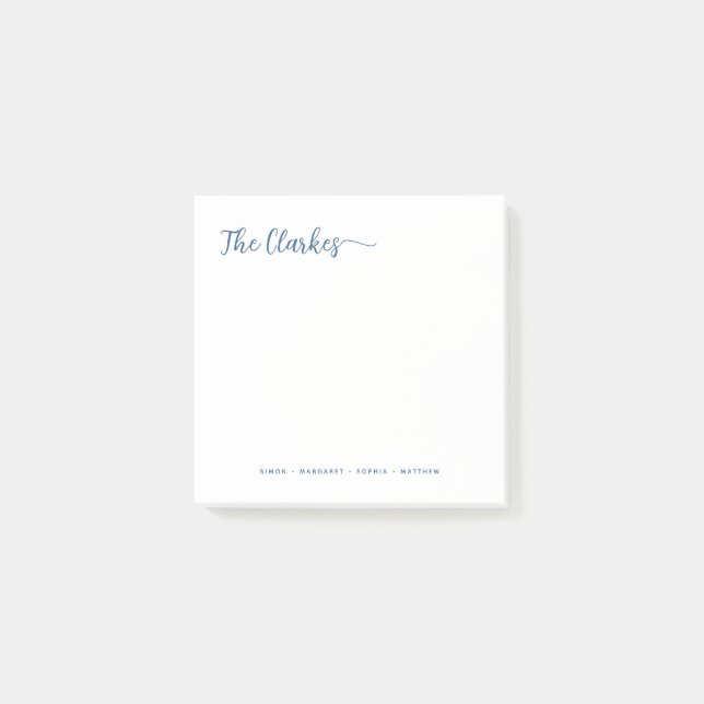 Bloco De Notas Square Minimalist Navy Blue Family Stationery  (Frente)