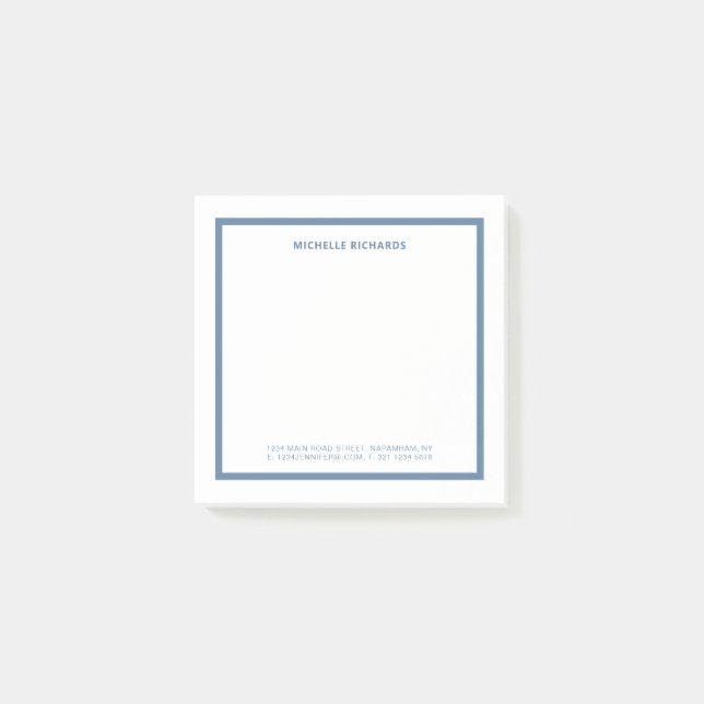 Bloco De Notas Square Professional Dusty Blue Border Stationery (Frente)