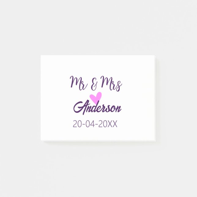 Bloco De Notas Sr & Sra adicionar sobrenome data ano lembrancinha (Frente)