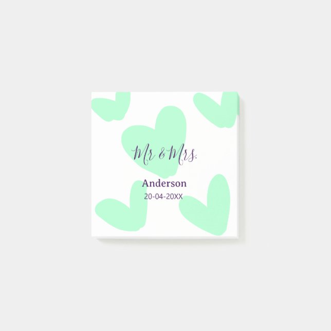 Bloco De Notas Sr & Sra adicionar sobrenome data ano lembrancinha (Frente)