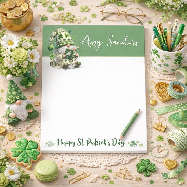 Bloco De Notas St. Patrick’s Day Gnome Notepad (Criador carregado)