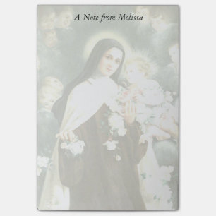 Bloco De Notas St. Therese com rosas, crucifixo & anjos