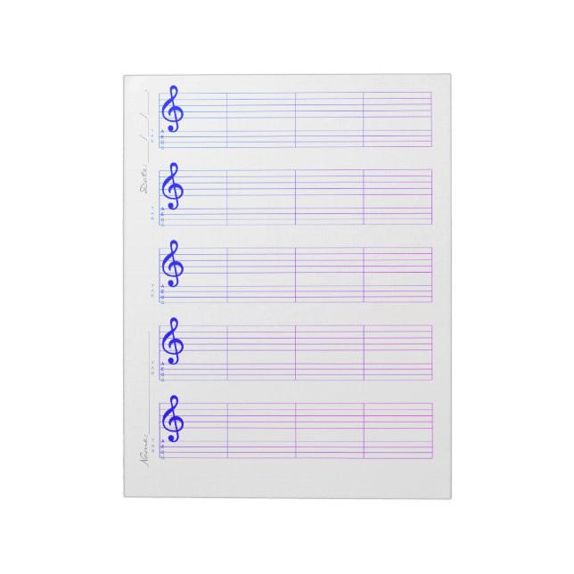 Bloco De Notas Staff & Ukulele Tab Paper – Printable Template (Invertido)
