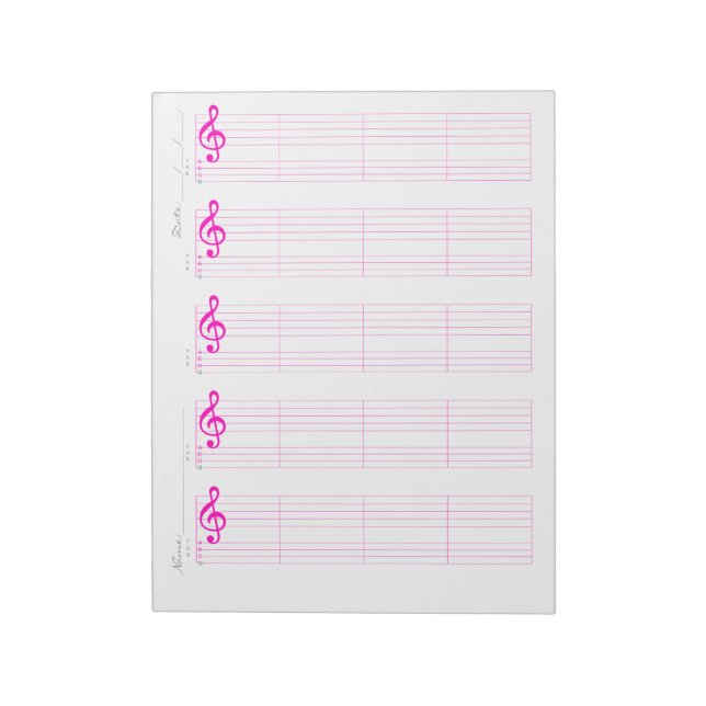 Bloco De Notas Staff & Ukulele Tab Paper – Printable Template (Invertido)