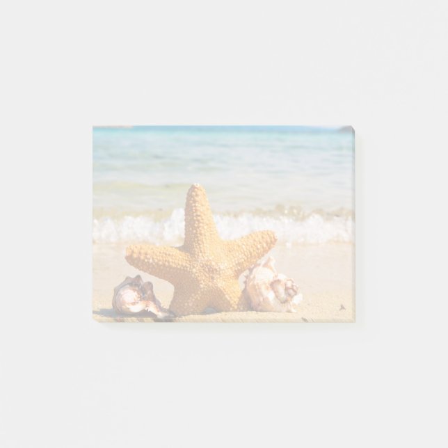 Bloco De Notas Starfish e Seashells na praia (Frente)
