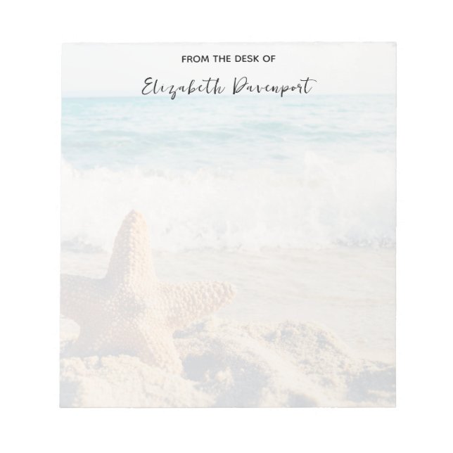 Bloco De Notas Starfish em uma fotografia de Sandy Beach (Frente)