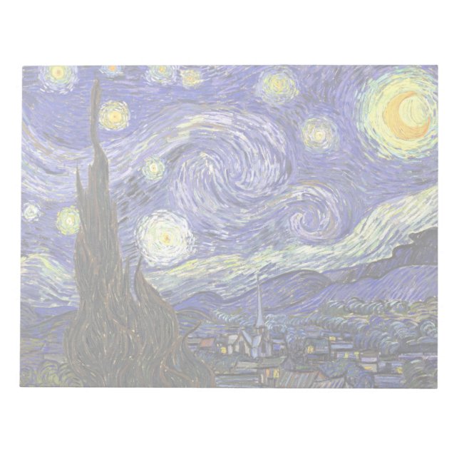 Bloco De Notas Starry Night por Vincent van Gogh (Frente)