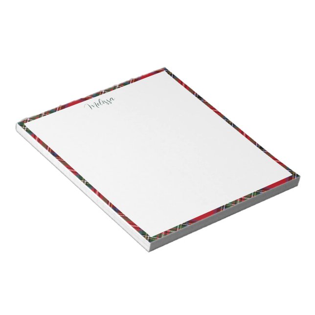 Bloco De Notas Stewart Tartan Clássico do Script de Xadrez Person (Inclinado)