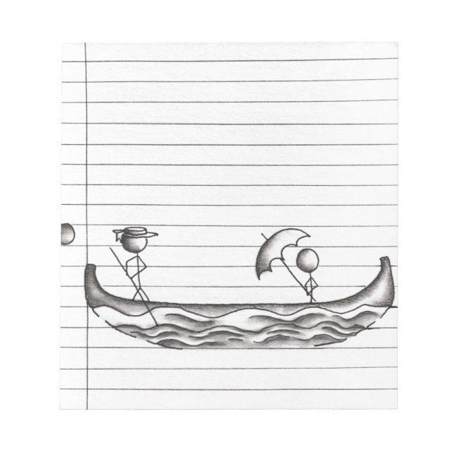 Bloco De Notas Stick Figures num barco Gondola (Frente)