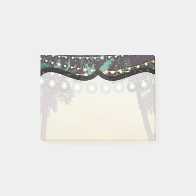 Bloco De Notas Sticky Notes Beach Sunset Palm Tree Lights (Frente)