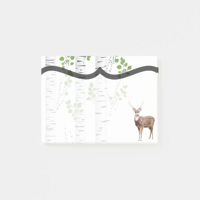 Bloco De Notas Sticky Notes Deer Doe Buck Woodland Hunting (Frente)