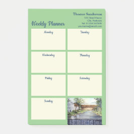 Bloco De Notas Stream New England Landscape Watercolor Painting