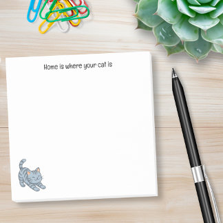 Bloco De Notas Stretching Grey Tabby Cat Custom Text