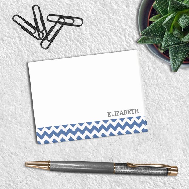 Bloco De Notas Stripes de Marinho Chevron Personalizadas (Criador carregado)