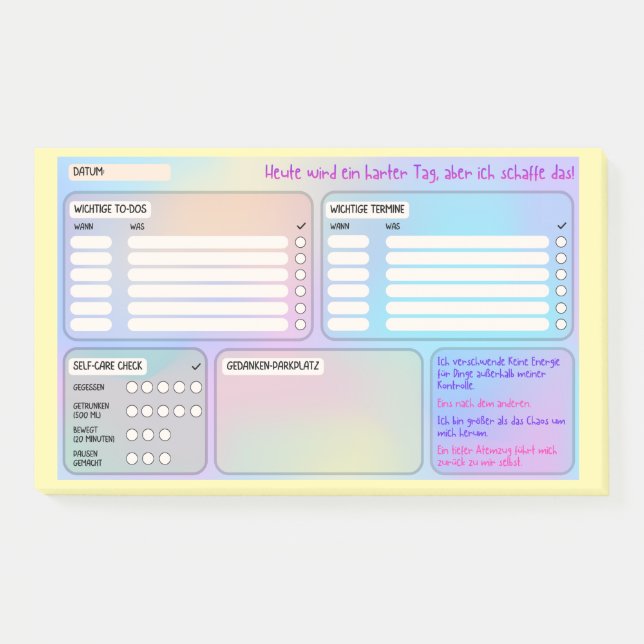 Bloco De Notas Struktur-Haftnotizen für Fokus & Self-Care  (Frente)