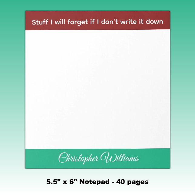 Bloco De Notas Stuff I will forget name burgundy green (Criador carregado)