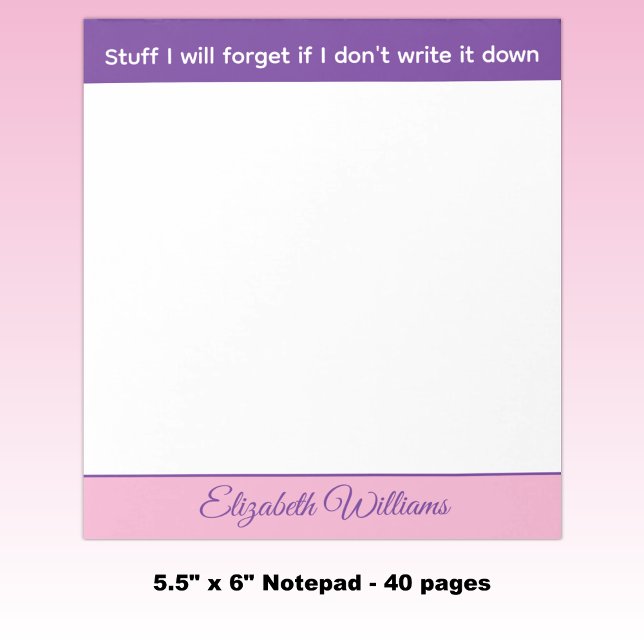 Bloco De Notas Stuff I will forget name pink purple (Criador carregado)