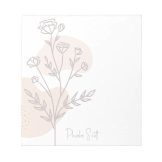 Bloco De Notas Stylish Cute Modern Simple Boho Floral